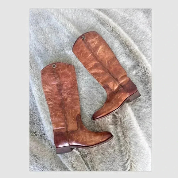 Frye Melissa Button Riding Tall Boots Cognac Brown Size 6 Classic Leather - Picture 2 of 8